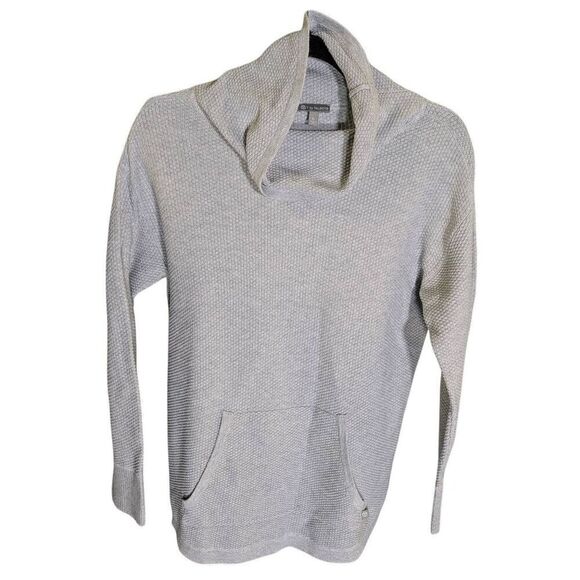 T by Talbots Waffle Knit Cowl Neck Gray Top Women's Size Small - Picture 1 of 6